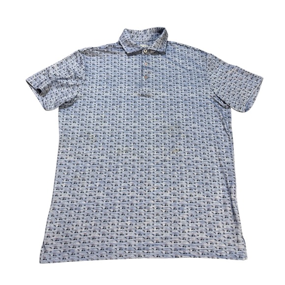 Tailorbyrd Performance Polo All Over‎ Golf Print Blue and Black Size Medium - Picture 1 of 9